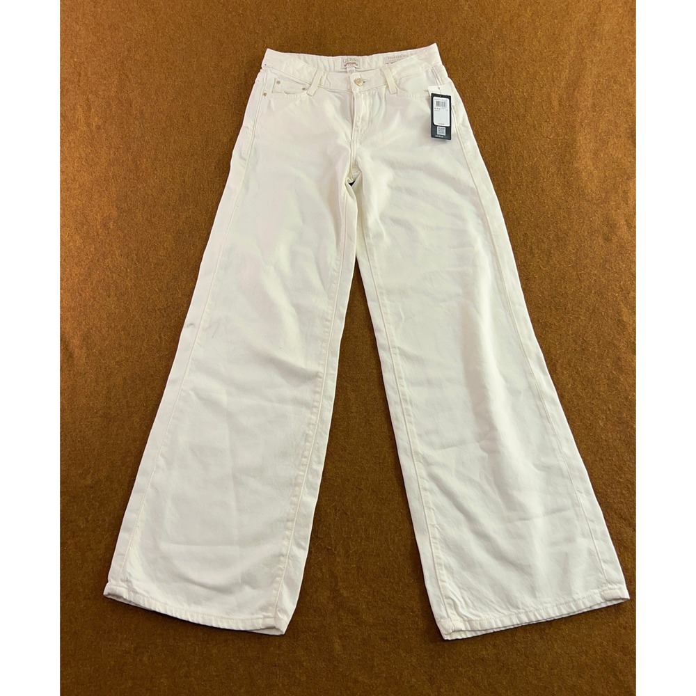 Guess Womens 24 Reg White Eco Sexy Palazzo Wide Leg Denim Jeans NWT *Flaw